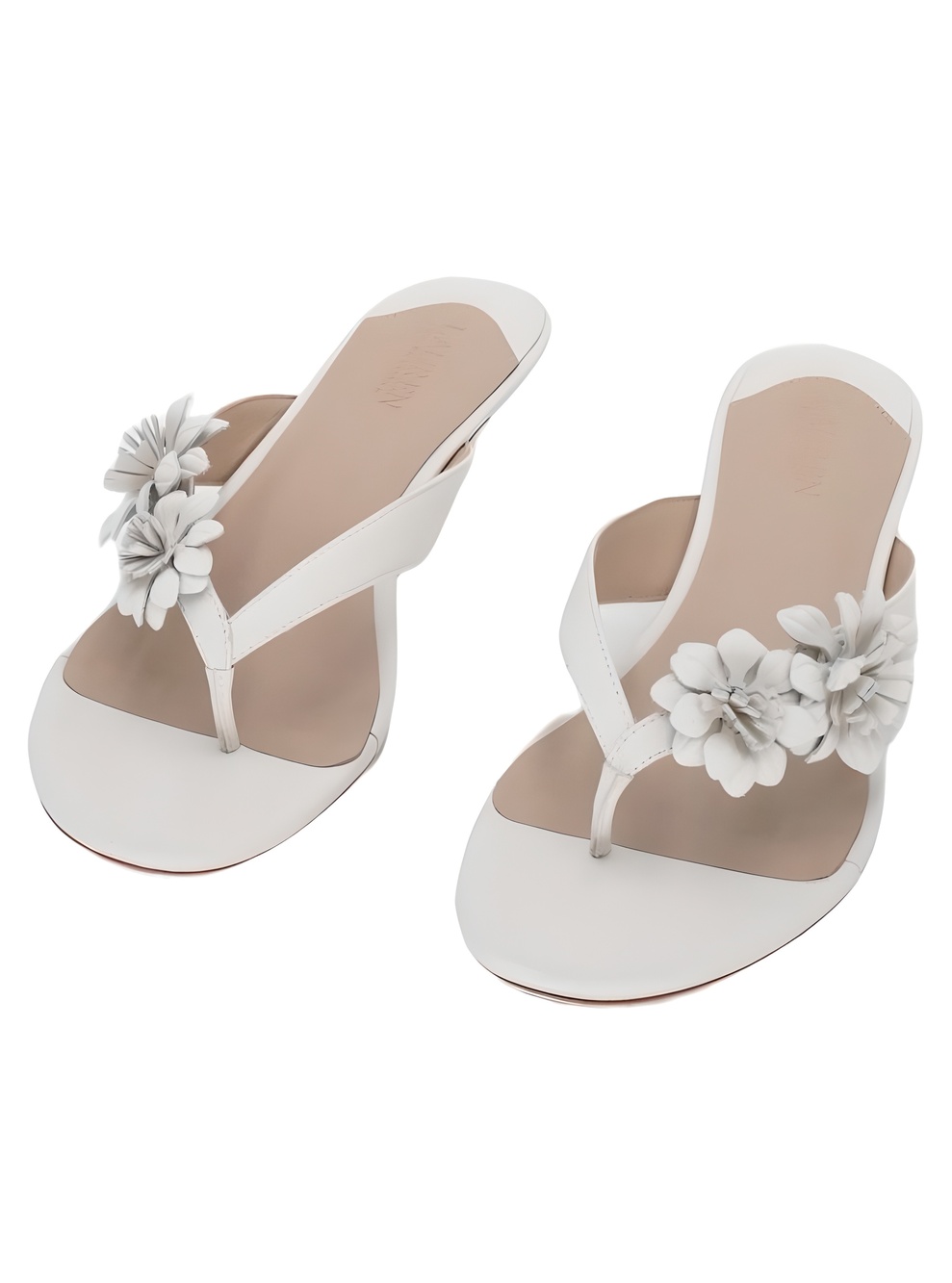Lauren Ralph Lauren Francesca Floral-Trim Nappa Leather Kitten Heel Size 7.5M - Picture 2 of 6